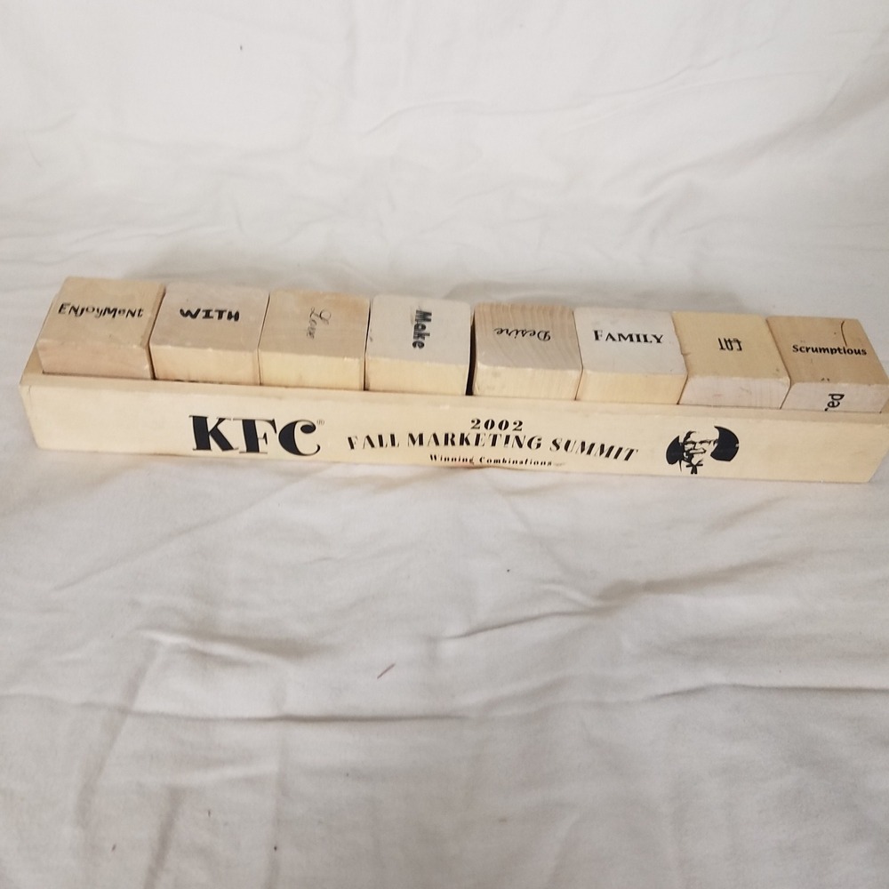 KFC Wooden Word Blocks 2002 Fall Marketing Summit Tan Good Advertising Toy